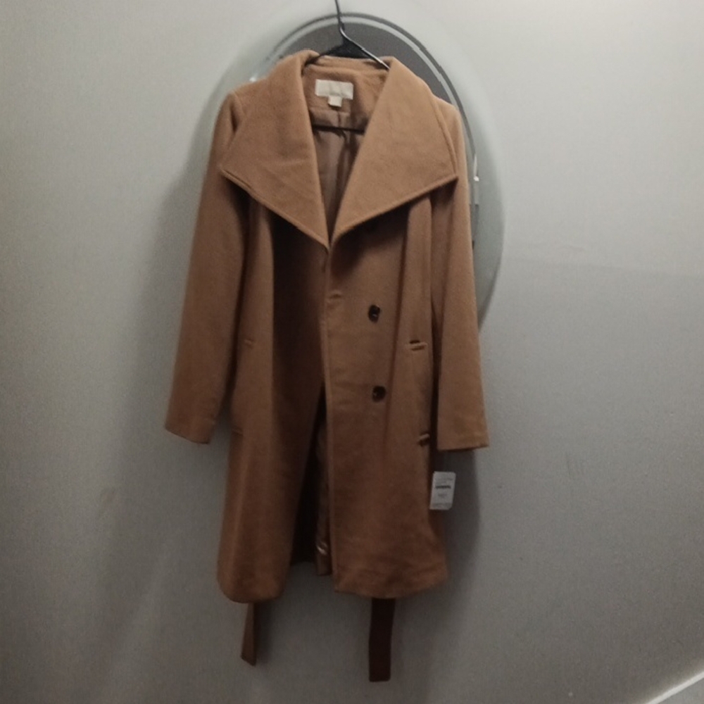 NWT Michael Kors Wool blend, belted, single-breasted, wrap trench coat. medium. - Picture 8 of 12